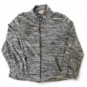 Y2K Juicy Couture Gray & Black Heathered Zip Jacket Rhinestone on Pockets XL